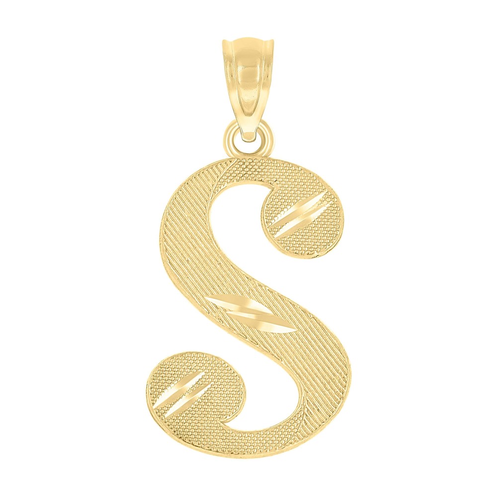 10kt 10k Yellow Gold Unisex Diamond-Cut Initial S Charm Pendant